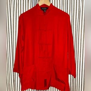 Red Tang suit Jacket top 100% silk size  M by J Peterman